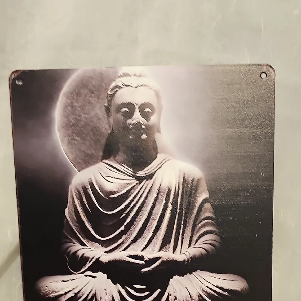 Black and White Buddha Metal Wall Art